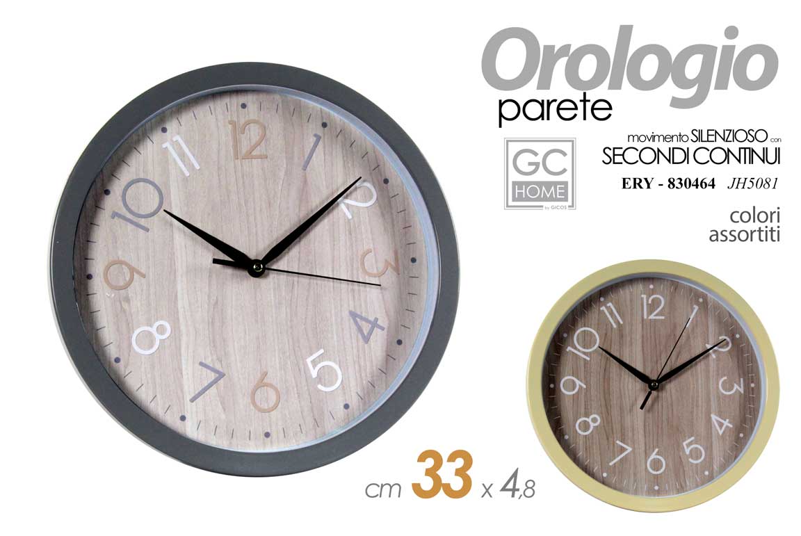 8025569830464 OROLOGIO DA PARETE SILENZIOSO CLASSICO MODERNO NUMERI GRANDI EFFETTO LEGNO 33 cm - immagine 1