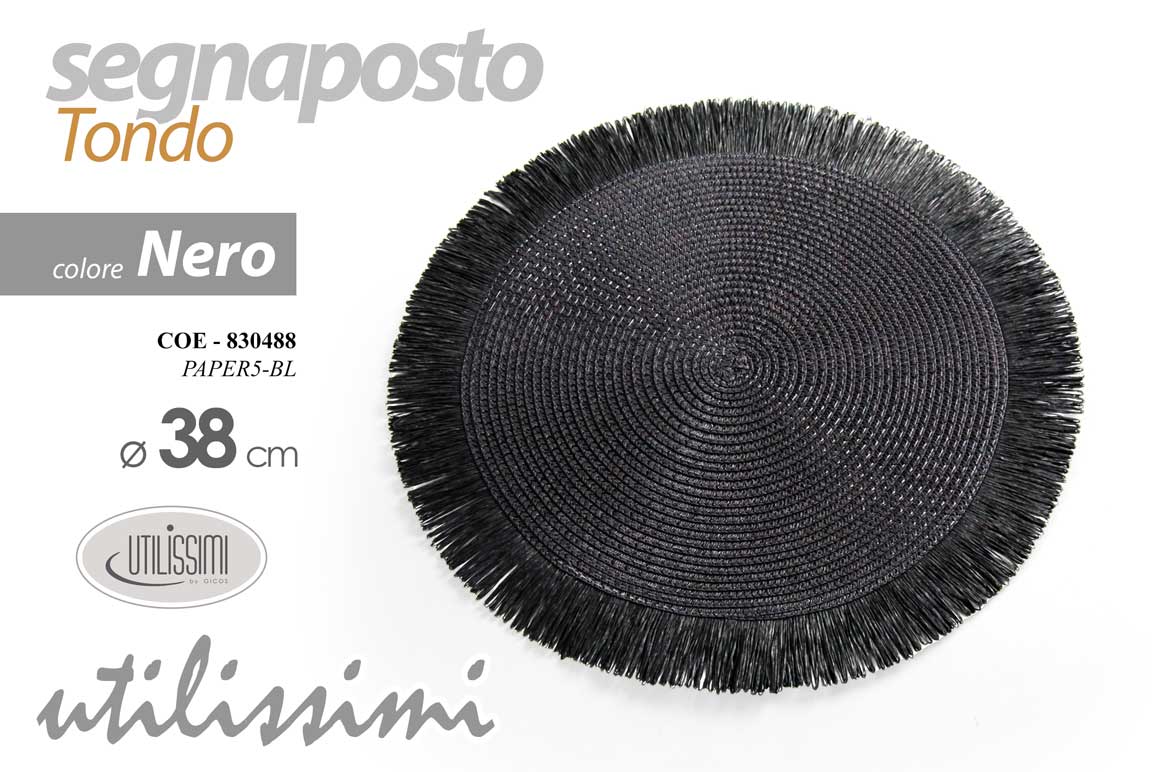 8025569830488 Segnaposto tondo tavola sottopiatto ricevimenti moderno vintage nero 38 cm - immagine 1
