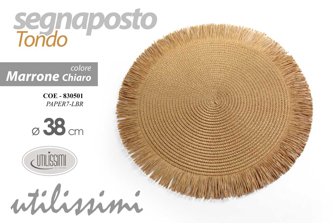 8025569830501 Segnaposto tondo tavola sottopiatto ricevimenti moderno vintage marrone 38 cm - immagine 1