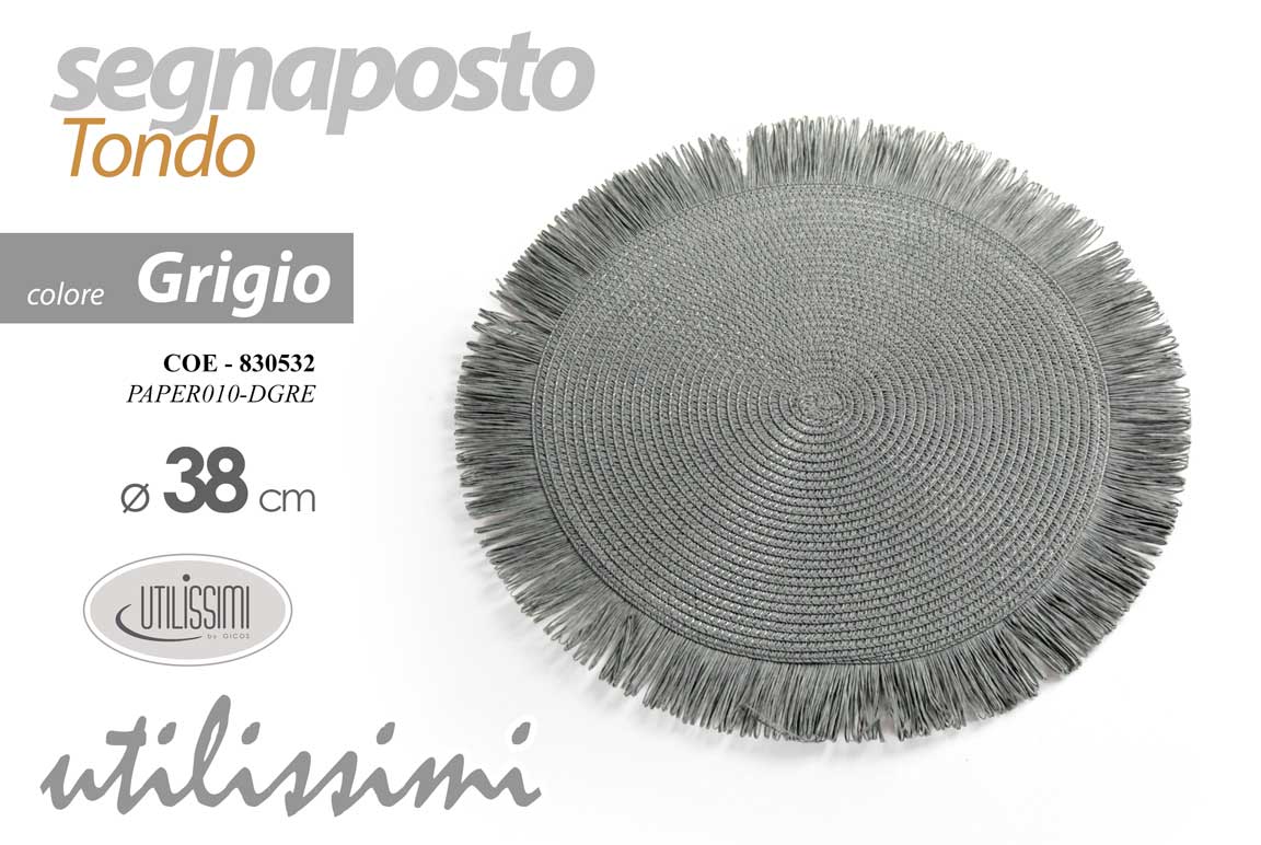 8025569830532 Segnaposto tondo tavola sottopiatto ricevimenti moderno vintage grigio 38 cm - immagine 1