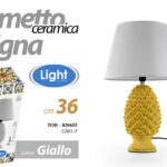 LAMPADA LUMETTO ABAT JOUR DA TAVOLO COMODINO BASE CERAMICA PIGNA MODERNA G 36 cm