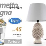 LUMETTO PIGNA LAMPADA ABAT JOUR TAVOLO COMODINO SCRIVANIA CERAMICA TORTORA 45 cm