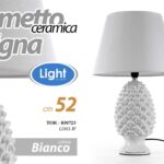 LUMETTO PIGNA 52 cm LAMPADA ABAT JOUR TAVOLO COMODINO SCRIVANIA CERAMICA BIANCA