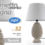 LUMETTO PIGNA 52 cm LAMPADA ABAT JOUR TAVOLO COMODINO SCRIVANIA CERAMICA TORTORA