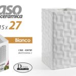 VASO BIANCO ALTO CERAMICA QUADRATO CENTROTAVOLA EVENTI CLASSICO MODERNO 27*15 cm