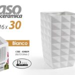 VASO BIANCO ALTO CERAMICA QUADRATO CENTROTAVOLA EVENTI CLASSICO MODERNO 30*16 cm