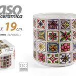 VASO CERAMICA MEDITERRANEO CACHEPOT CENTROTAVOLA SEGNAPOSTO STIL SICILIA 19*19cm