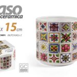 VASO CERAMICA MEDITERRANEO CACHEPOT CENTROTAVOLA SEGNAPOSTO STIL SICILIA 15*15cm