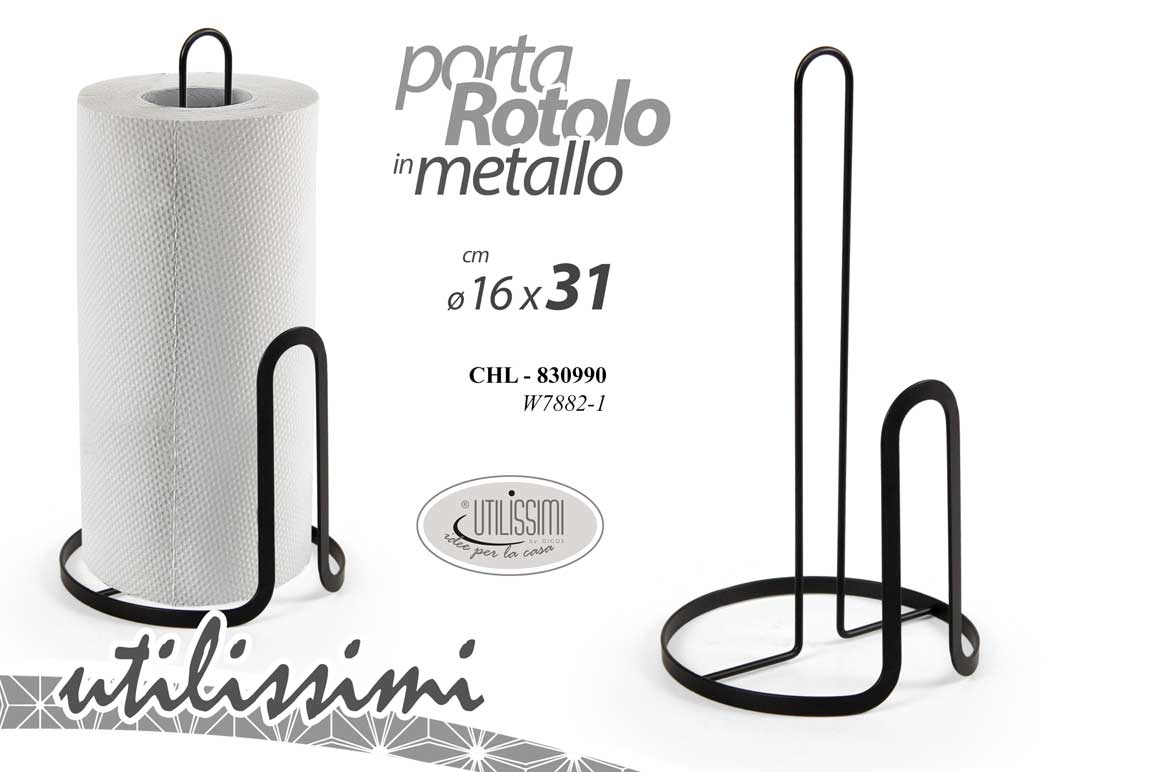8025569830990 PORTA ROTOLO DA TAVOLA METALLO NERO MODERNO SCOTTEX CARTA CUCINA TOVAGLIOLI 31cm - immagine 1