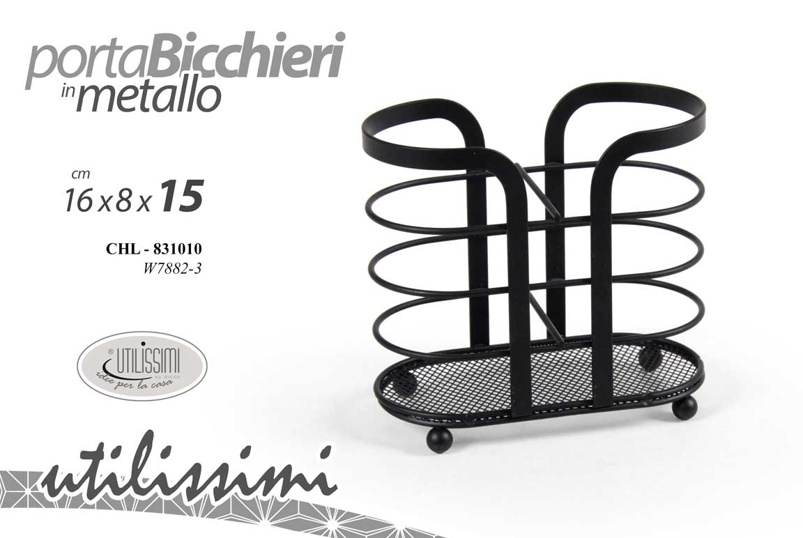 8025569831010 PORTABICCHIERI DA TAVOLO MODERNO DOPPIO VAN METALLO CASA BAR FESTE PARTY 16*8*15 - immagine 1