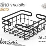Cestino cucina pane frutta quadrato cesto moderno cucina metallo nero 26x26x12