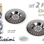 SET 2 FILTRO LAVELLO CUCINA TAPPO CESTELLO SCARICO INTASA VALVOLA METALLO 7 CM