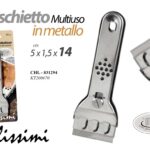 RASCHIETTO PER PULIZIA PIANI DA LAVORO CUCINA MULTIUSO METALLO 14*5*1,5 cm
