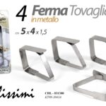 SET 4 FERMA TOVAGLIA BLOCCA PINZE CLIP TAVOLO BAR PIZZERIA PIC NIC METALLO 5*4CM