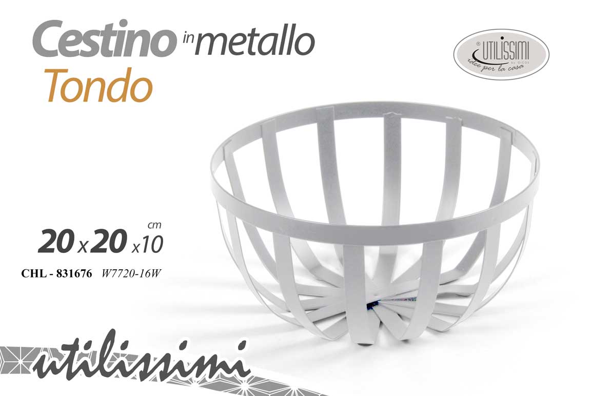 8025569831676 Cestino cucina pane frutta tondo cesto moderno cucina metallo bianco 20*20*10 - immagine 1