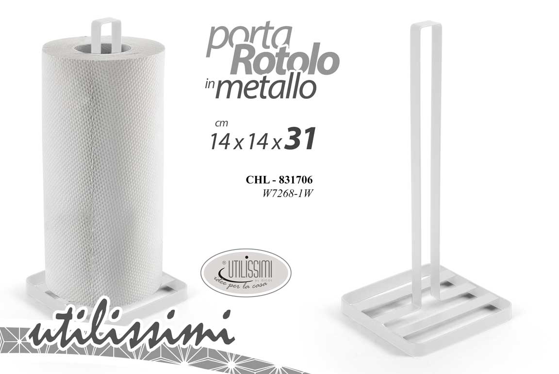 8025569831706 PORTAROTOLO DA TAVOLA METALLO BIANCO MODERNO SCOTTEX CUCINA TOVAGLIOLI 31*14 cm - immagine 1