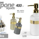 Dosatore sapone liquido greco oro luxury dispenser moderno bagno vetro ass 19 cm