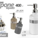 Dosatore sapone liquido greco argento silver dispenser moderno bagno vetro ass
