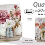 QUADRO STAMPA SU TELA Canvas LEGNO FIORI FIORE TAVOLA VIV ASSORTITI 50*70 cm