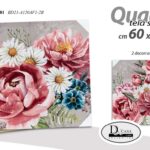 QUADRO STAMPA SU TELA Canvas LEGNO FIORI FIORE ROSA MARGHERITE ASSORT 60*60 cm
