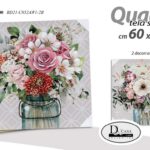 QUADRO STAMPA SU TELA Canvas LEGNO VASO FIORI MULTICOLOR ASSORTITI 60*60 CM