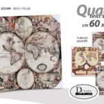 QUADRO PARETE TELA STAMPA SU LEGNO CASA UFFICIO NEGOZIO CARTINE MONDO 60*60 cm