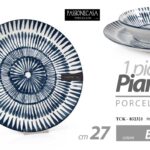 Piatto piano tondo blu portata porcellana moderno elegante tavola servizio 27 cm