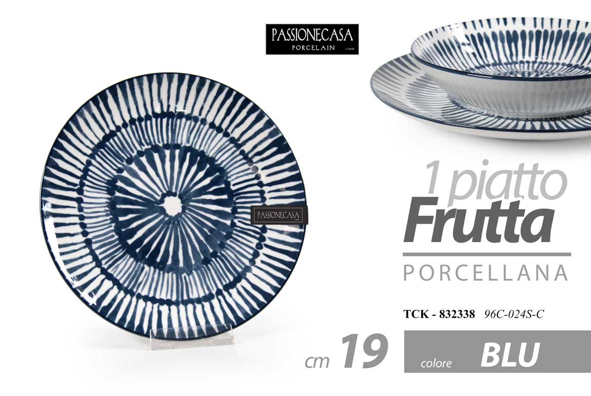8025569832338 Piatto dolce frutta desset blu portata porcellana moderno chic elegante 19 cm - immagine 1