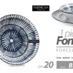 Piatto fondo tondo blu portata porcellana moderno elegante tavola servizio 20 cm