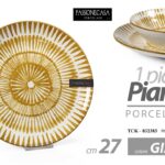 Piatto piano tondo giallo portata porcellana moderno elegante tavola 27 cm