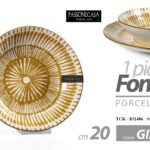 Piatto fondo tondo giallo portata porcellana moderno elegante tavola 20 cm