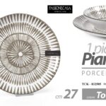 Piatto piano tondo portata porcellana moderno tortora elegante tavola 27 cm