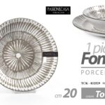 Piatto fondo tondo portata porcellana moderno tortora elegante tavola 20 cm