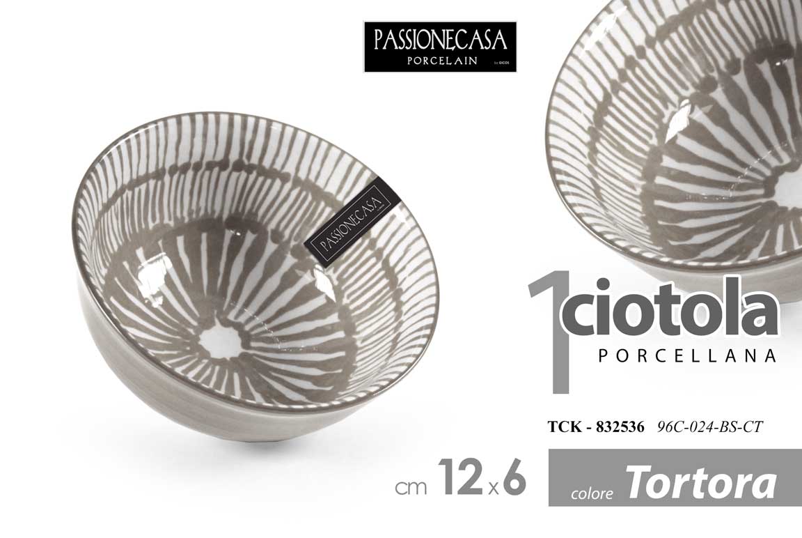 8025569832536 Ciotola ciotolina aperitivo salse tonda porcellana moderno vintage tortora 12 cm - immagine 1