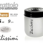 BARATTOLO ZUCCHERO Contenitori Vetro SATINATO MODERNO COPERCHIO NERO 425 ML 9CM