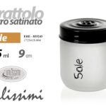 Barattolo sale cucina moderno vetro satinato portasale dispensa 9 cm