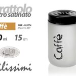 BARATTOLO CAFFè Contenitore Vetro SATINATO MODERNO COPERCHIO NERO 660 ML 15*9cm
