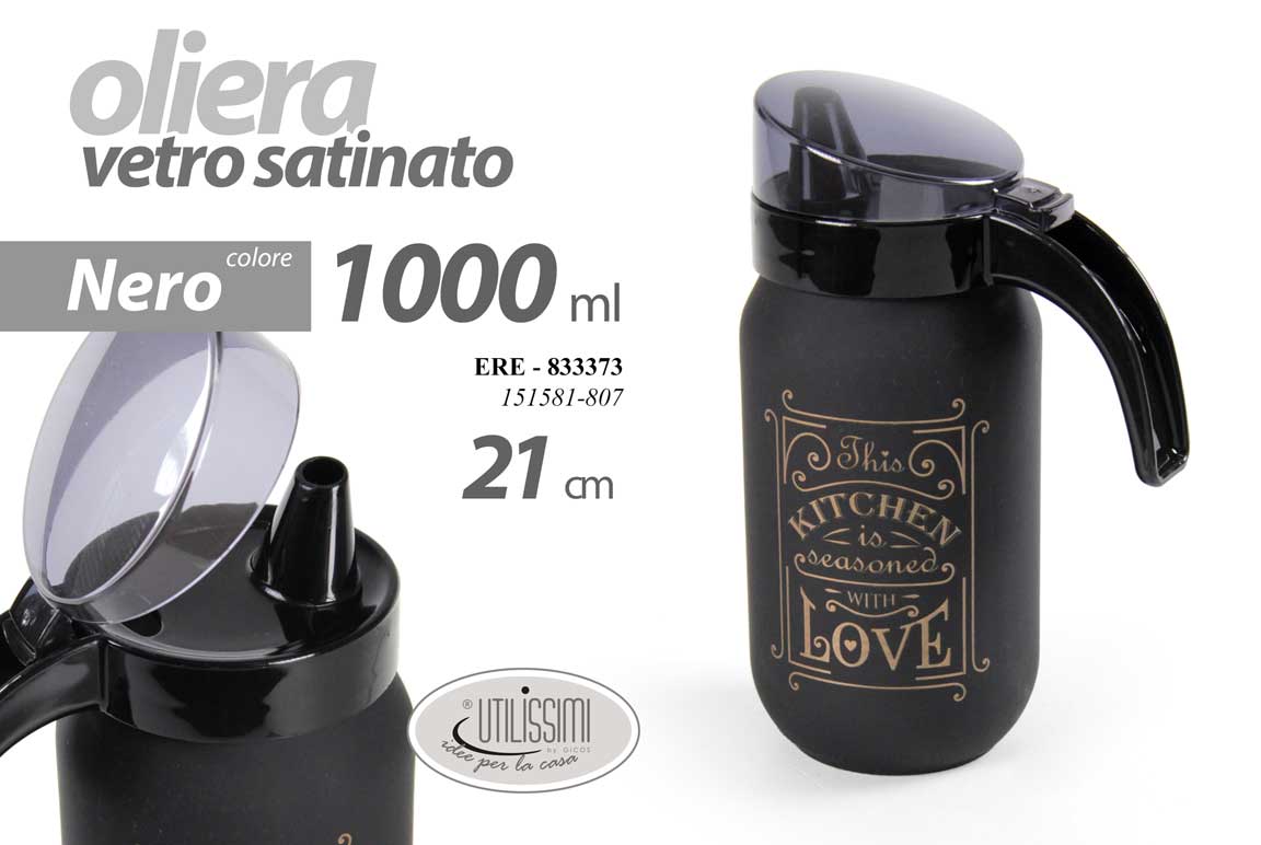 8025569833373 BOTTIGLIA OLIO OLIERA COPERCHIO MANICO SALVAGOCCIA TAPPO CONTENITORE 1 LT SAT NE - immagine 1