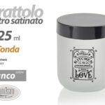 BARATTOLO Contenitore TONDO Vetro BIANCO MODERNO SATINATO COPERCHIO 425 ML 9 CM