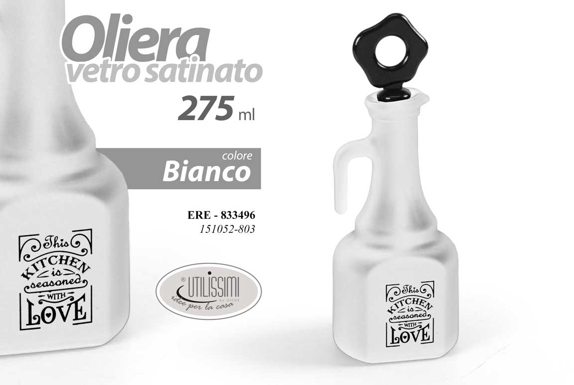 8025569833496 BOTTIGLIA OLIO OLIERA VETRO SATINATO DISPENSER SALVAGOCCIA CONTENITORE 20 CM - immagine 1