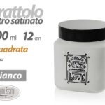 BARATTOLO Contenitore Vetro QUADRATO BIANCO MODERNO SATINATO COPERCHIO 1 LT 12cm