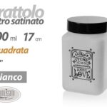 BARATTOLO Contenitore Vetro BIANCO QUADRATO MODERNO SATINATO COPERCHIO 1,5L 17cm