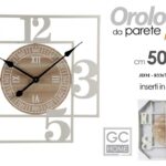 OROLOGIO DA PARETE NUMERI GRANDI METALLO LEGNO QUADRATO CLASSICO MODERNO 50*5cm