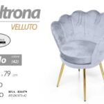 Poltrona relax a conchiglia VELLUTO METALLO CIELO CLASSICO MODERNO 80*69*60cm