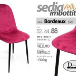 SEDIA METALLO SALOTTO SALA PRANZO ATTESA IMBOTTITA MODERNA BORDEAUX 52*44*H88cm