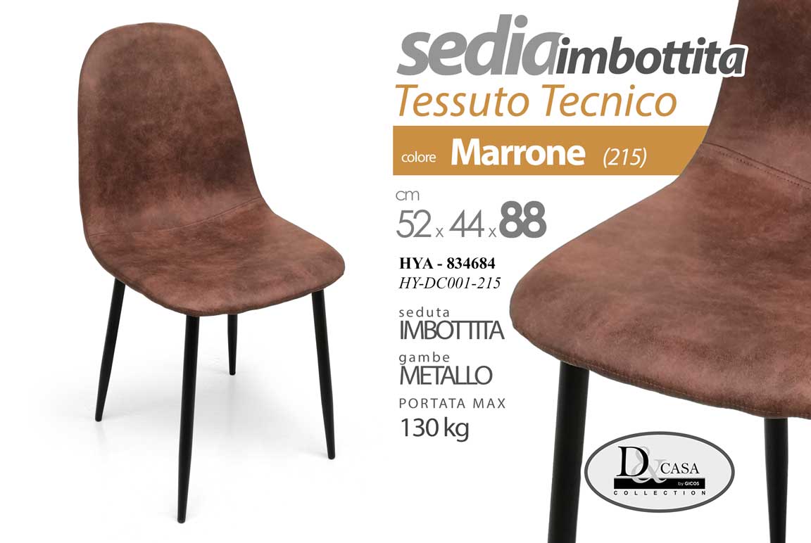 8025569834684 SEDIA METALLO SALOTTO PRANZO IMBOTTITA Design MODERNA TESSUTO TECN 52*44*88 cm - immagine 1