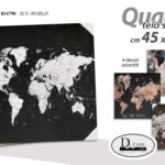 QUADRO PARETE TELA STAMPA SU LEGNO CASA UFFICIO NEGOZIO CARTINE MONDO 45*45 CM