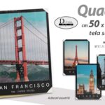 QUADRO STAMPA SU TELA LEGNO CITTà MONDO VINTAGE RETRò COLOR ASSOR 70*50 cm
