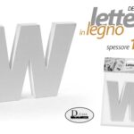 LETTERA W LEGNO TAVOLO MURO MDF BIANCO ALFABETO DECORAZIONE FRASE FRASI 10 cm