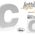 LETTERA C LEGNO TAVOLO MURO MDF BIANCO ALFABETO DECORAZIONE FRASE FRASI 15 cm